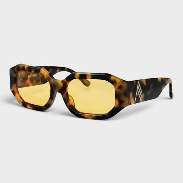 The Attico Linda Farrow Blake Octagonal Sunglasses Havana Brown Yellow