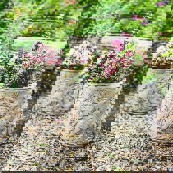 Pair of Peacock Design Stone Planter pots