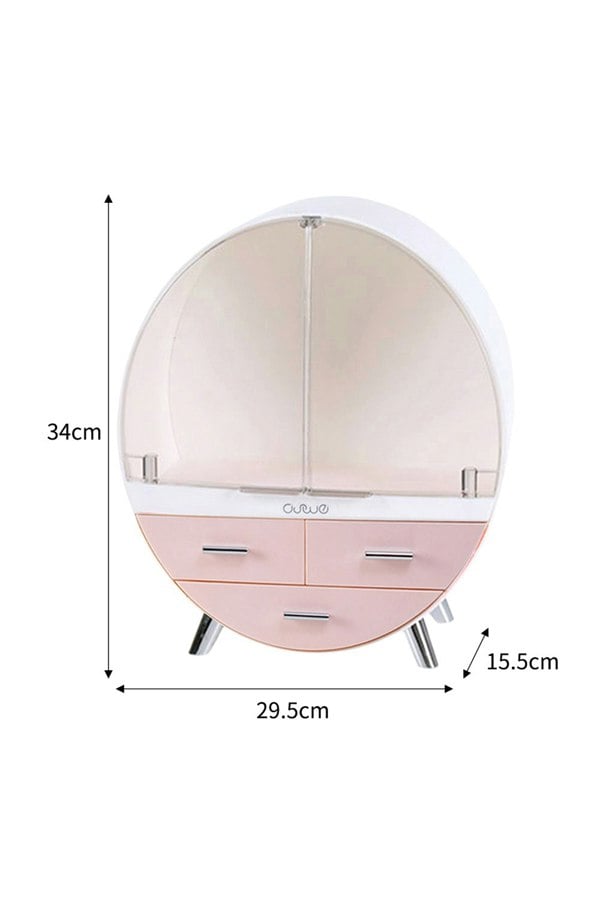 Living and Home Dustproof Round Cosmetic Storage Box Desktop Organzier