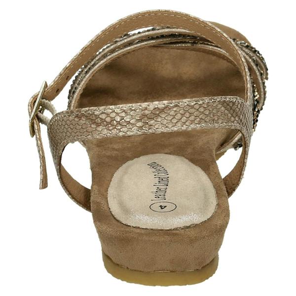 Savannah Ladies Leather Collection Flat Diamante Sandals