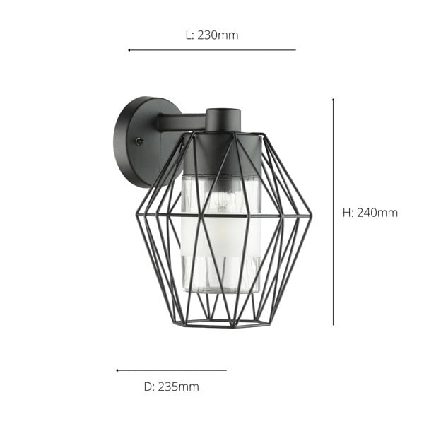 EGLO Canove 1-Light Caged Black Exterior Wall Lamp