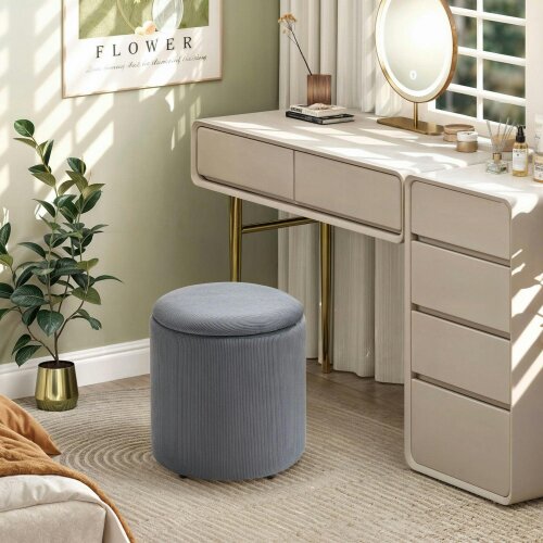 Wyld Haus Seleco Set Of 2 Corduroy Grey Round Storage Ottomans
