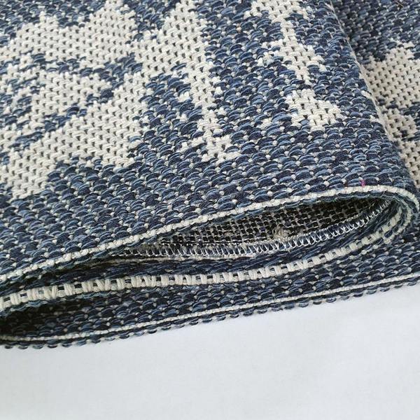 Navy Blue Rug 100% Cotton Washable Rugs Runners Moroccan Pattern Flat Weave Area Mat Large Small