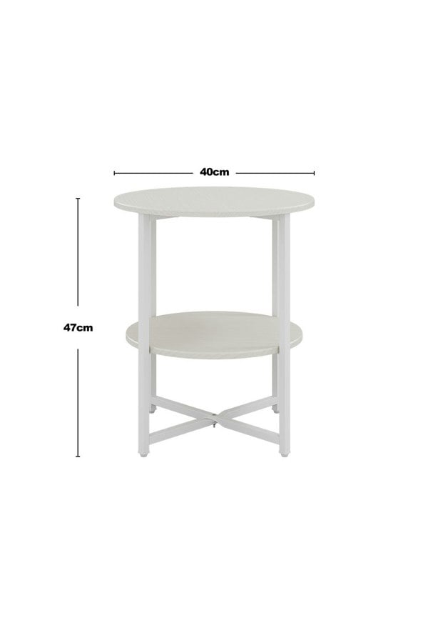 Living and Home White Small Round Coffee Table with 2 Tier