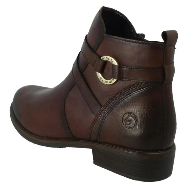 Remonte Ladies Remonte Fleece Lined Leather Strap Detailed Zip Up Ankle Boots D0F77