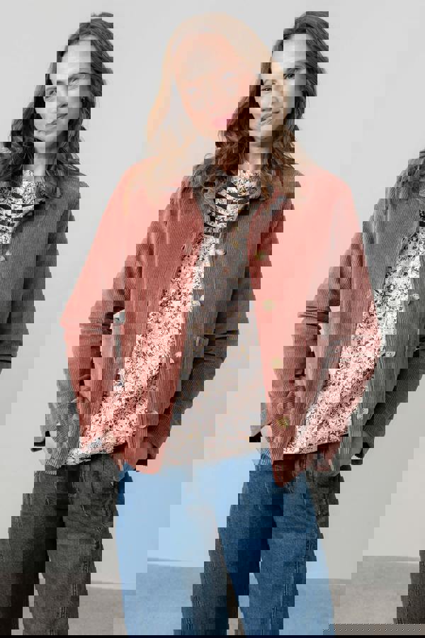 Lily & Me Ash Stretch Cotton Jumbo Cord Jacket Antique Rose