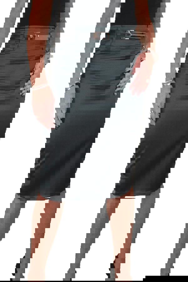 Paulo Due Women's Belted Satin Knee Length Pencil Skirt