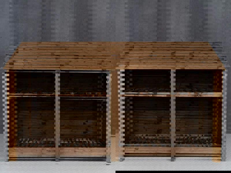 Arbor Garden Solutions Wooden Log Store with Shelf W-227cm, H-126cm or 180cm, D-88cm - Brown Finish