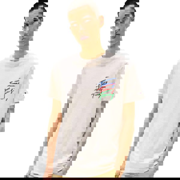 Tommy Hilfiger Tommy Jeans 3 Colour Twisted Logo T-Shirt Oat Marl Heather