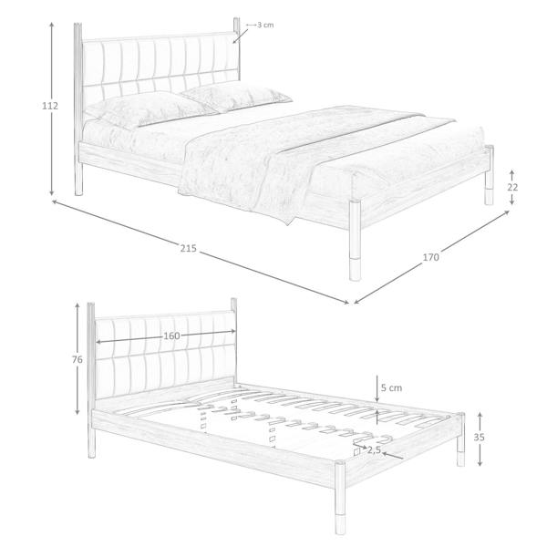 Angel Cerdá Dark grey leatherette bed 7169
