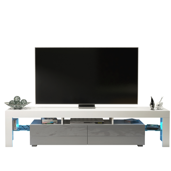 Mex Furniture Sleek 200cm TV Unit Cabinet Stand High Gloss Doors with Free LED Lights