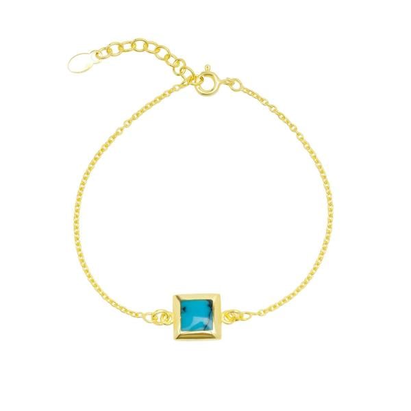 Spero London Turquoise Square Sterling Silver Bracelet