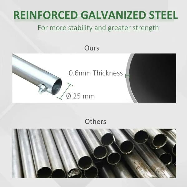Reinforced galvanized steel greenhouse frame tubing with thicker metal pipe ends