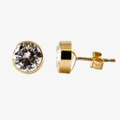 T. H. Baker 9ct Gold 7mm Round Cubic Zirconia Stud Earrings 1573413
