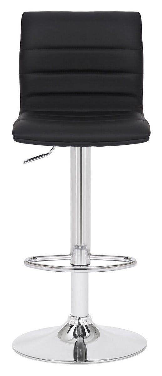 Lamboro Set of 2 Aldo Black Bar Stools - Swivel Faux Leather Kitchen Breakfast Stools