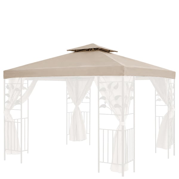 The Garden Marketplace Spare Roof Cover for Leaf Design 3m Square Garden Gazebo, Beige 180g Fade Resistant Polyester Canopy with Wind Vent
