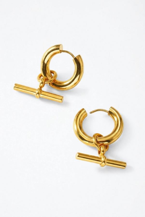 Serla 18K Gold Plated T-Bar Earrings