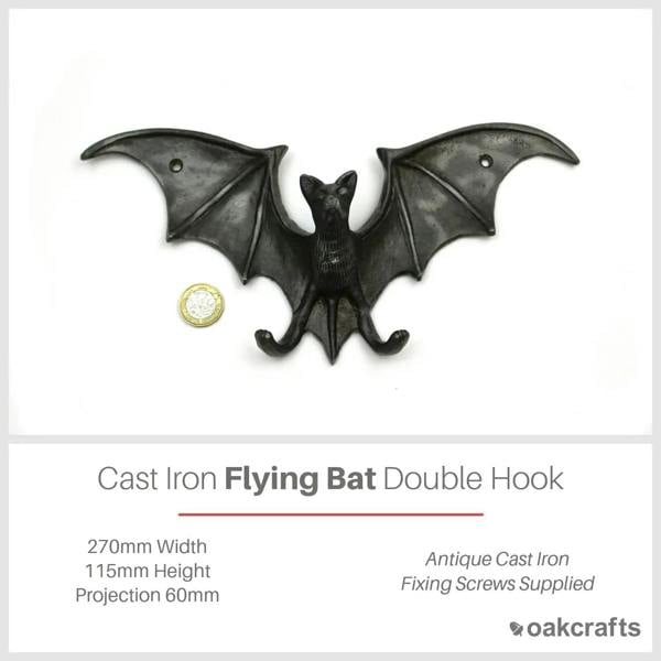 Antique Cast Iron Large Flying Bat Double Hook