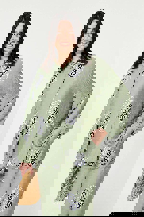 Khaki | Curve Embroidered Relaxed Shirt