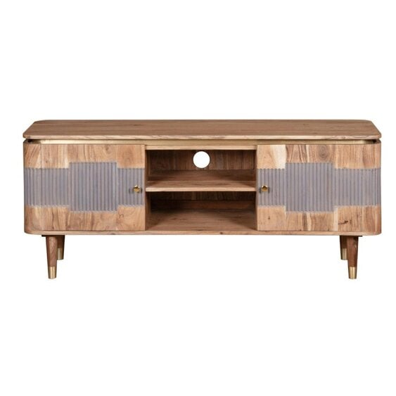 Wyld Haus Idaho Natural Acacia Wood and Brass Two Door TV Unit