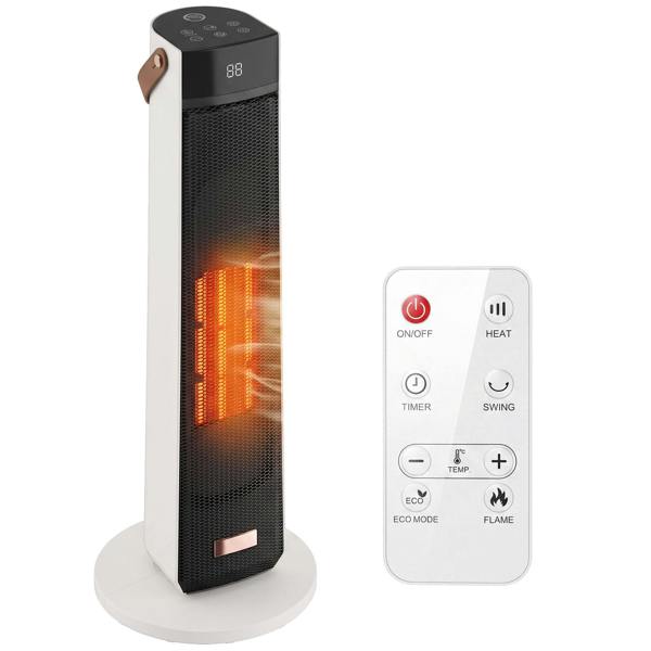 HOMCOM Portable Space Heater with Realistic Flame Effect, 2000W Ceramic