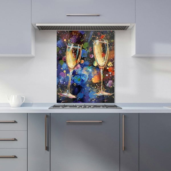 Warren Reed - Designer Splashart Champagne Flutes Kitchen Splashback