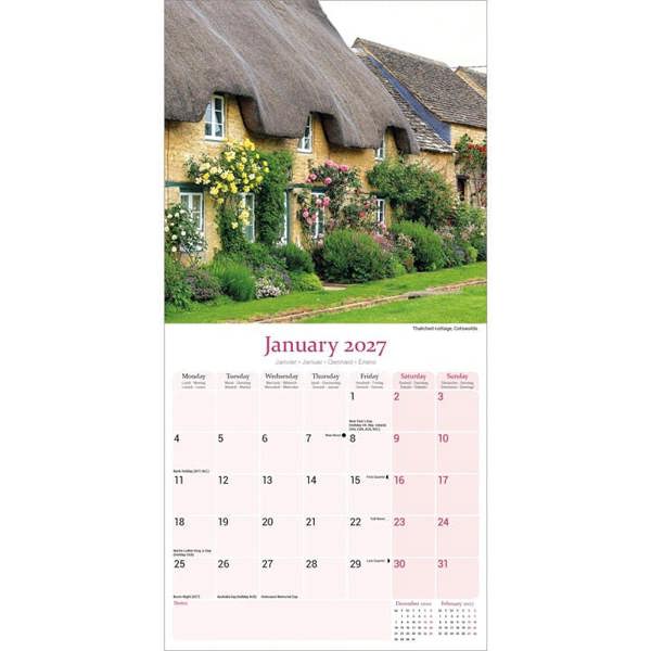 English Cottage Gardens Calendar 2027, Wall Calendars, Month To View, Lifestyle, Gift