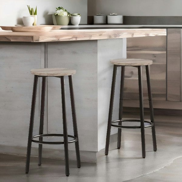 Rafaelo Mobilia Set of 2 Bar Stools Greige