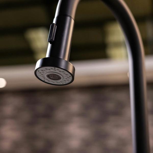 Flode Runda | Kitchen Sink Mixer with Pull out Spray | Matt Black | Round Head