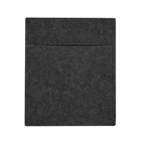 Anthracite grey storage pouch made from soft felt material, featuring a sleek, minimalist design and a top opening for easy access