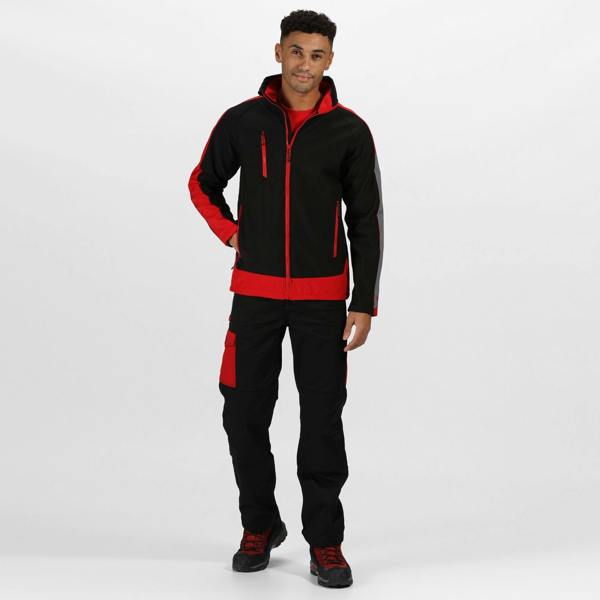 Regatta Professional Mens Contrast 3 Layer Soft Shell Jacket - Jet Black/Orient Red - 
