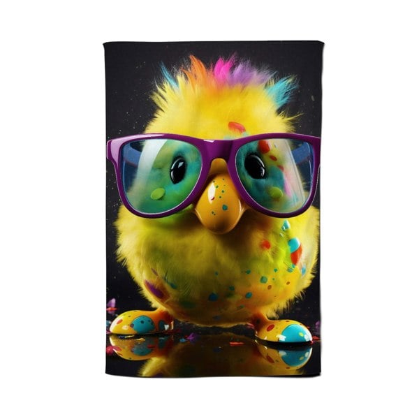 Warren Reed Funky Easter Chick With Glasses Tea Towel