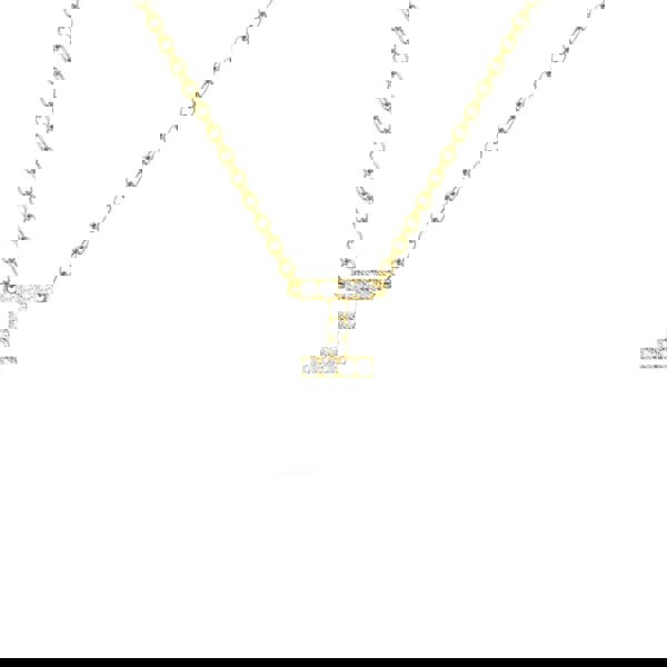 Say It With Dainty CZ Block Initial Necklace - Yellow Gold Plated