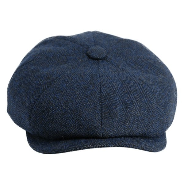 Gamble & Gunn 'Shelby' Newspaper Boy Navy Herringbone Button Top Cap