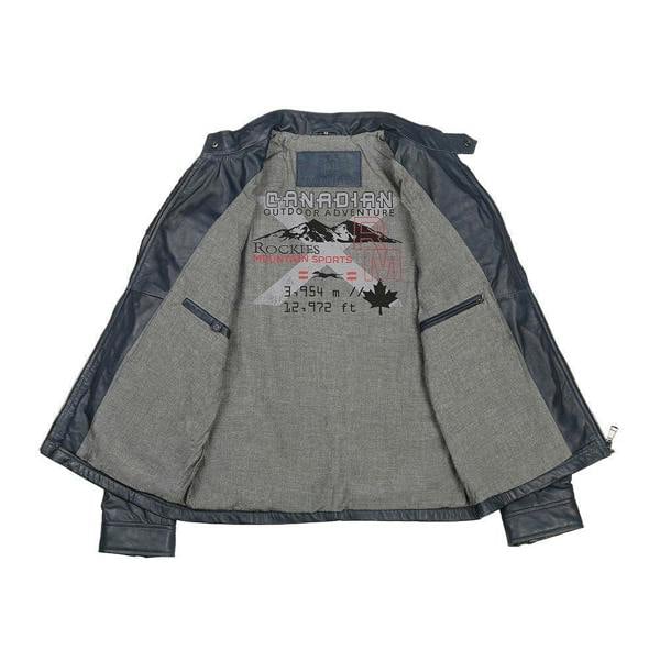 Leather Biker Jacket Thomas Navy 6883 7