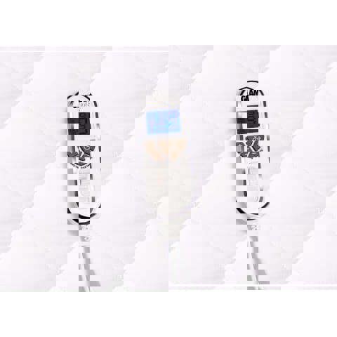 GlamHaus Single Size Electric Blanket - Fitted Mattress Bed Cover - White Diamond Quilted - Settings for Feet and Body, Timer