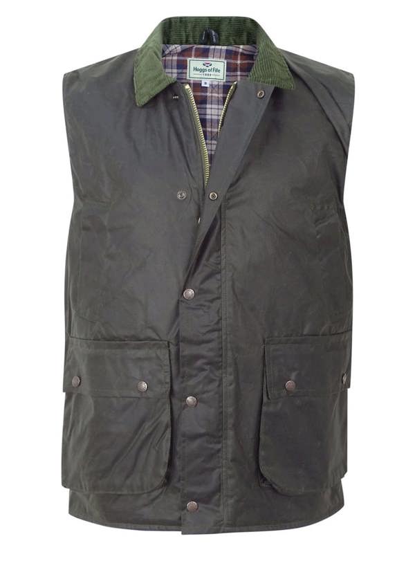 Hoggs of Fife Waxed Padded Waistcoat with corduroy collar
