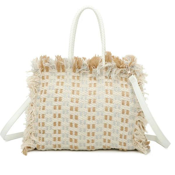 Love EMVY Woven Summer Escape Fringe Tote Bag