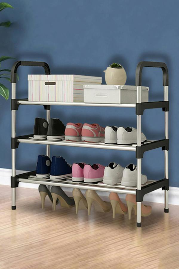 3 Tiers Shoes Rack Organizer Stackable Space Saving Shoe Shelf