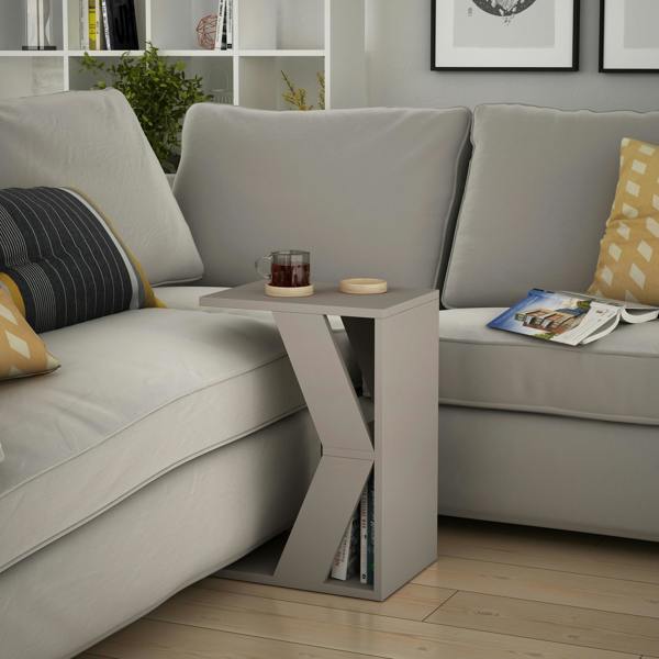Decortie Naze Modern C-Shaped Side Table Multipurpose Sofa Table Height 57cm