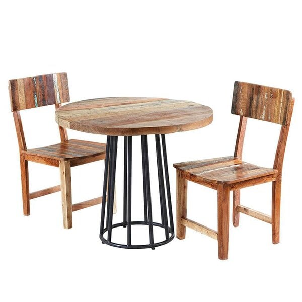 Wyld Haus Seattle Reclaimed Wood and Metal Round Dining Table