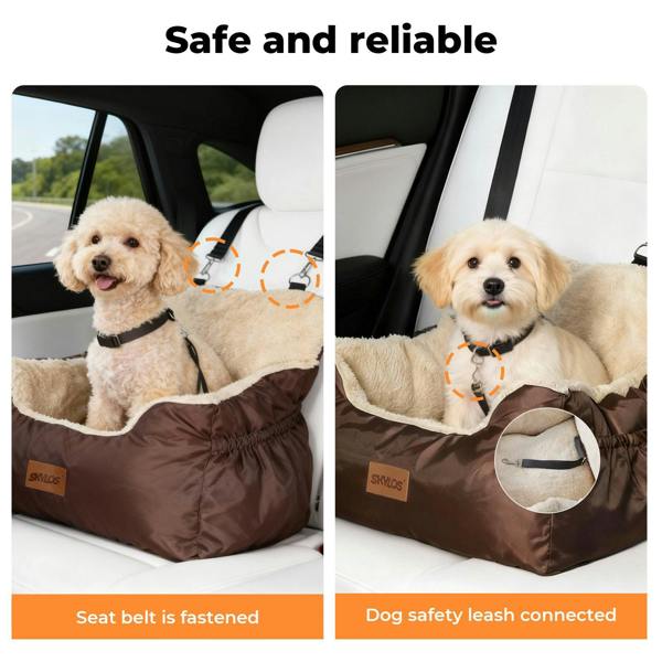 Skylos Small Dog Booster Car Seat Dog Washable Pet Travel Bed With Leash Storage