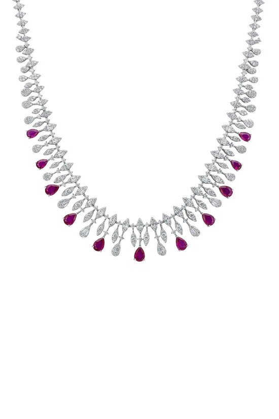 Latelita Duchess Ruby Statement Necklace Silver