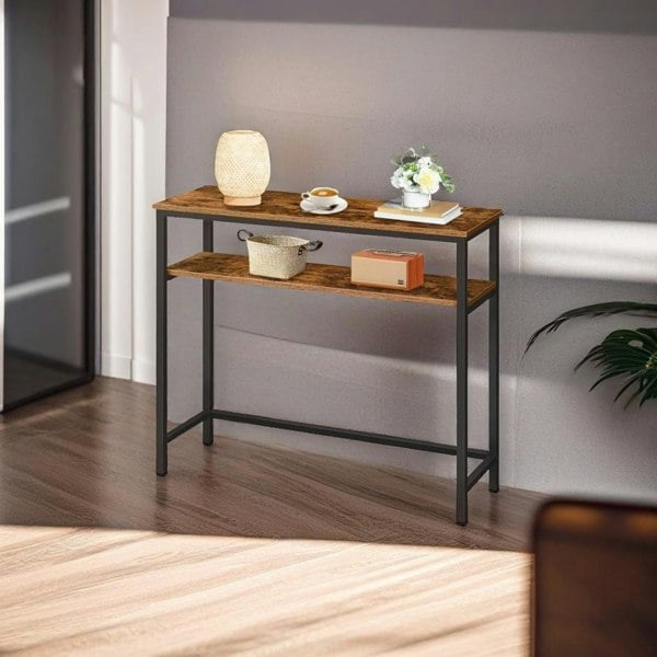 Modcraft Industrial Slim Console Table with Adjustable Shelf