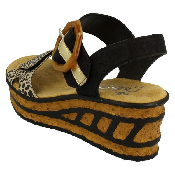 Rieker Ladies Rieker Buckle Detailed Wedge Sandal 68176