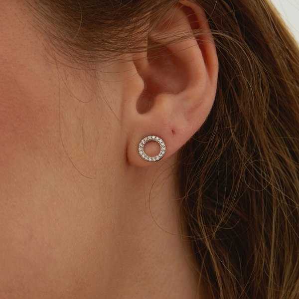 Spero London Sterling Silver Zirconia Circle Round Earrings