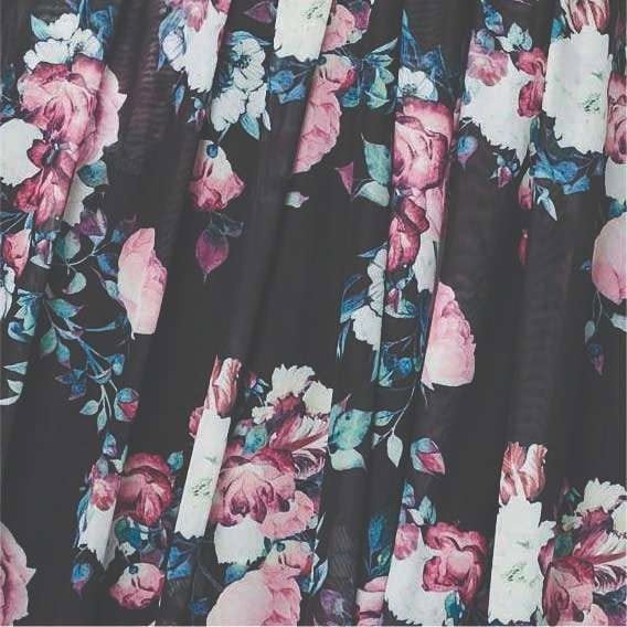 Black | Floral Ruched Midi Tea Dress