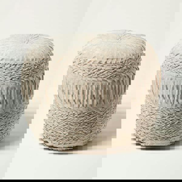 HOMESCAPES Sofia Pleated Velvet Pouffe