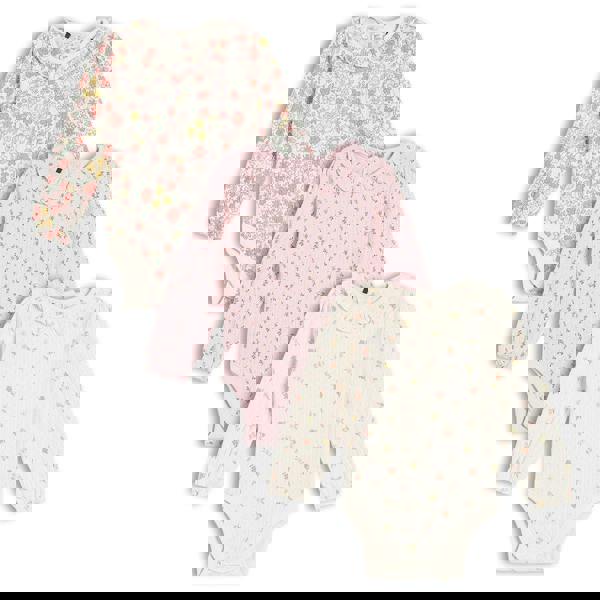 Baby Girls 3pk Floral Printed Bodysuits, Multicolour - Minicuddles