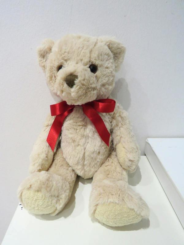 Personalised Teddy Bear & Edge Disc - Red Ribbon